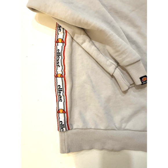 Ellesse Sweatshirt Mens Medium Gray Crewneck Embroidered Logo Tape Side Stripe - Picture 9 of 9